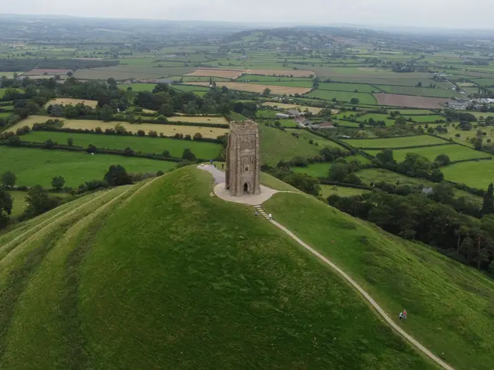 Glastonbury Tor and St Michael’s Tower above the Somerset Levels